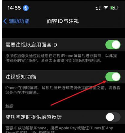 平南苹果14维修网点分享iPhone14注视感知功能有什么用 